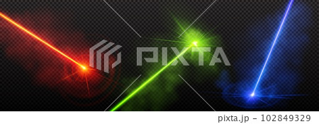 Realistic set of laser lights on transparent Realistic set of laser lights on transparent 102849329