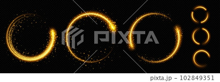 Realistic set of golden light circles 102849351