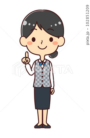 女性事務員　指差し　案内　イラスト素材 102851209