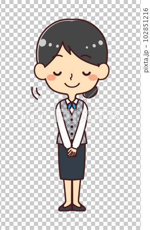 女店員鞠躬插畫素材 女店員鞠躬插畫素材 102851216