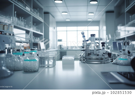 a laboratory with blue lights inside with Generative AI 102851530