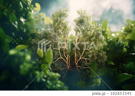 the lungs with green plants with Generative AI 102851545