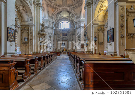 Interior of baroque of church of the Assumption of the Virgin Mary in Valtice, Czech republic 102851605