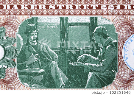 Sherlock Holmes and Dr. Watson on the train from money Sherlock Holmes and Dr. Watson on the train from money 102851646