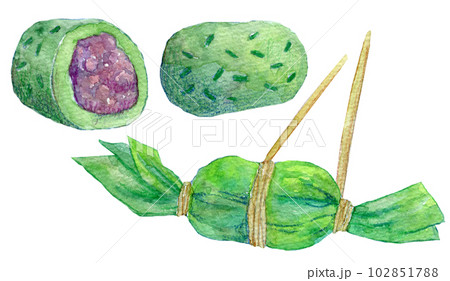 笹団子　水彩画　手描きイラスト　水彩イラスト 102851788