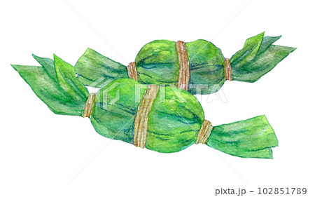 笹団子　水彩画　手描きイラスト　水彩イラスト 102851789