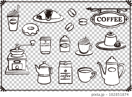 coffee time hand drawn set 102851874