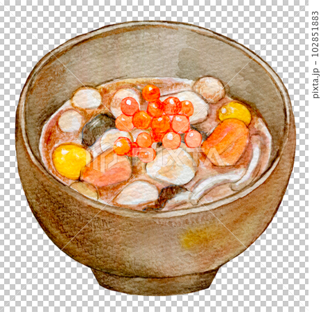 のっぺ汁　のっぺい汁　水彩画　手描きイラスト　水彩イラスト 102851883