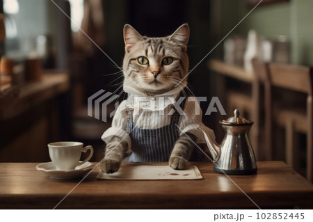 猫のカフェ店員：AI作品 102852445