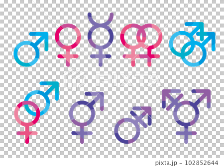 シンプルな性別記号のイラスト シンプルな性別記号のイラスト 102852644