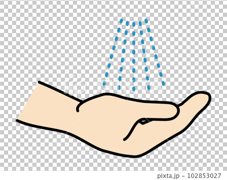 Illustration of a hand that receives mist (foggy liquid)-image of disinfection 102853027