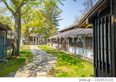 山居倉庫6号棟と5号棟の二重屋根と三居稲荷神社 山居倉庫6号棟と5号棟の二重屋根と三居稲荷神社 102853110