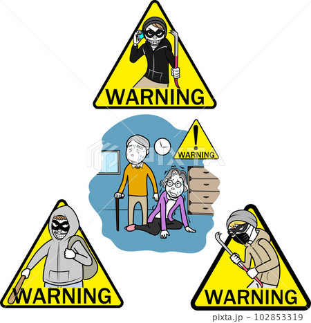 強盗犯と被害者のイラストセット 強盗犯と被害者のイラストセット 102853319