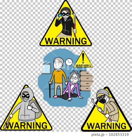 強盗犯と被害者のイラストセット 強盗犯と被害者のイラストセット 102853319