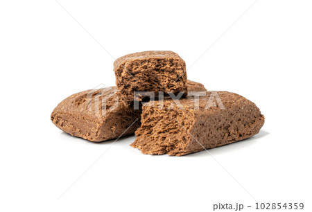 Chocolate Halva Pieces Isolated, Sunflower Halawa, Halvah or Halwa on White Background Chocolate Halva Pieces Isolated, Sunflower Halawa, Halvah or Halwa on White Background 102854359
