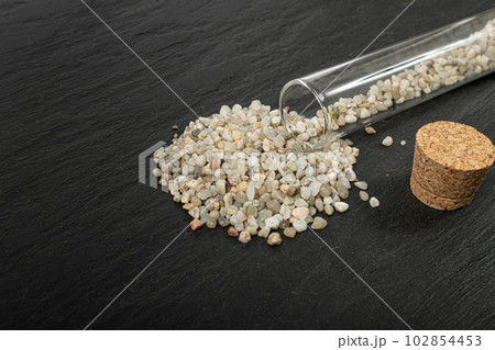 Soil Analysis in Vitro, Crushed Quartz Pile Samples, White Stone Pieces, Sand Research, Decorative Rocks Texture Soil Analysis in Vitro, Crushed Quartz Pile Samples, White Stone Pieces, Sand Research, Decorative Rocks Texture 102854453