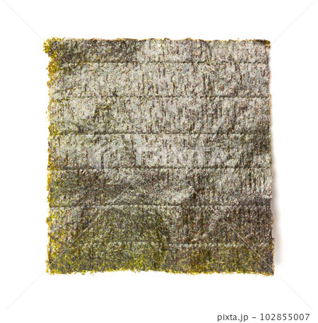 Nori Sheet Isolated, Dried Aonori Seaweed, Dry Sea Weed, Seaweed Sheets, Nori Seaweed Pieces on White Nori Sheet Isolated, Dried Aonori Seaweed, Dry Sea Weed, Seaweed Sheets, Nori Seaweed Pieces on White 102855007