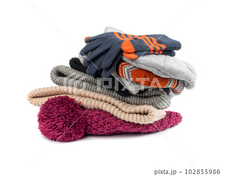 Winter Hat Isolated, Knitted Cap, Beige Winter Hat on White Background Winter Hat Isolated, Knitted Cap, Beige Winter Hat on White Background 102855986