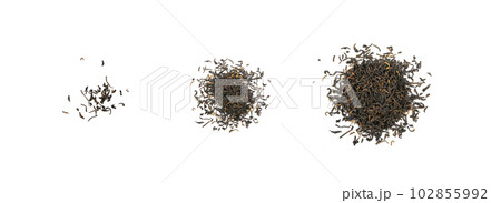 Black Tea Leaves Isolated, High Quality Black Tea Pile, Dry Organic Indian Drink, Black Tea Leaves on White Black Tea Leaves Isolated, High Quality Black Tea Pile, Dry Organic Indian Drink, Black Tea Leaves on White 102855992