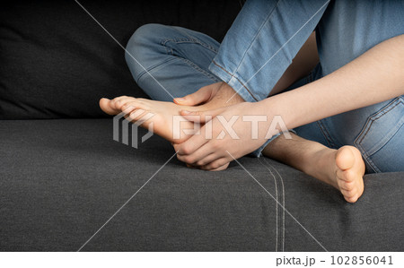 Bare Foot Closeup, Teenager Feet, Barefoot - Stock Photo