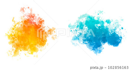 水彩グラデーションスプラッシュ（オレンジ＆ブルー） 102856163