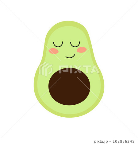 Avocado cute smiling isolated illustration with cheeks. Avocadorable greeting card for nutrition or fitness 102856245