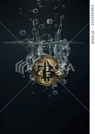 水に溶けるビットコイン　AI画像 102856463