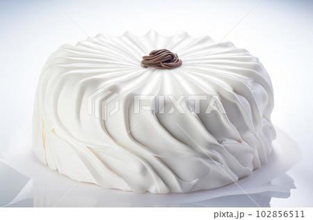 White Velour Cake Isolated, Modern Wedding Dessert, Abstract Generative AI Illustration 102856511