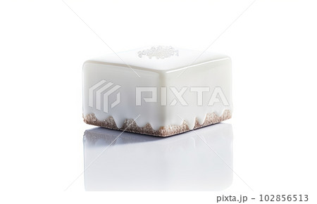 White Velour Cake Isolated, Modern Wedding Dessert, Abstract Generative AI Illustration 102856513