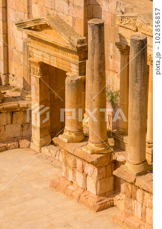 Amphitheater South Theatre in Jerash, Jordan 102856857
