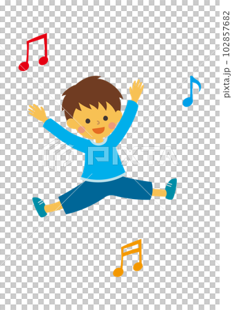 Musical notes and children (boys) 102857682