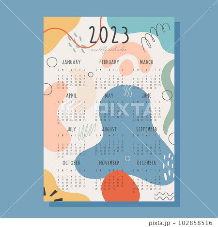 Cute monthly calendar template with cozy autumn - Stock Illustration  [103347230] - PIXTA