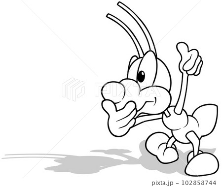 Drawing of a Standing Beetle with a Thumb Up Drawing of a Standing Beetle with a Thumb Up 102858744
