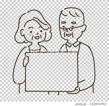 Elderly men and women and a whiteboard line drawing 102858762