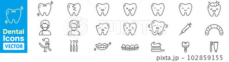 Dental thin icons collection vector set Dental thin icons collection vector set 102859155