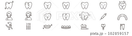 Dental thin icons collection vector set Dental thin icons collection vector set 102859157