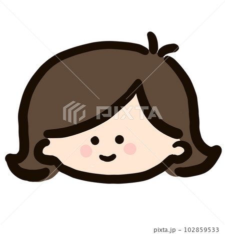 手書き風 外はね髪の女の子イラスト 手書き風 外はね髪の女の子イラスト 102859533