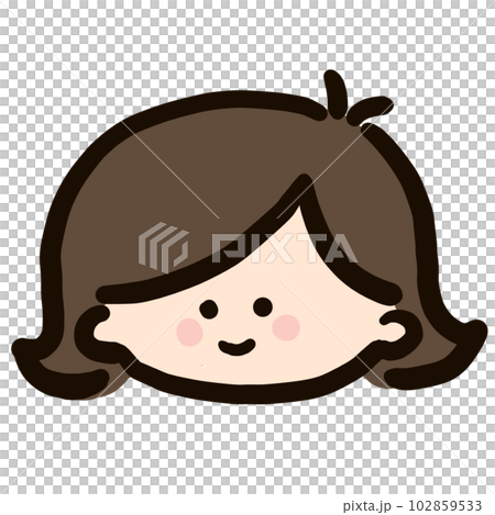 手書き風 外はね髪の女の子イラスト 手書き風 外はね髪の女の子イラスト 102859533
