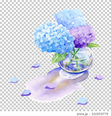 手描きイラスト✢創作水彩原画『見帰りの紫陽花』 Yahoo