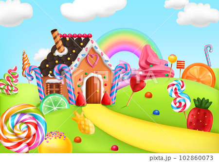 Cweet Candy Land Cartoon Background 102860073