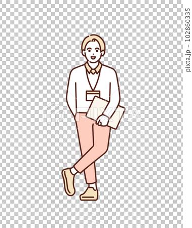 Engineer holding a laptop. Illustration material of a business person. 102860335