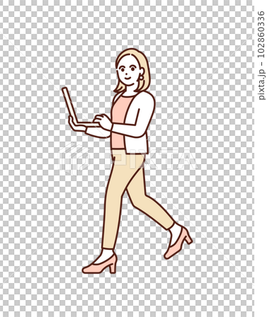 A woman who works hard. Illustration material of a career woman. 102860336