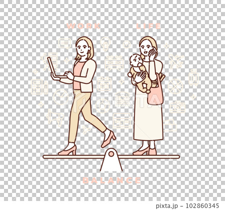 work and private. An image that enriches life with synergy. Vector illustration material. 102860345
