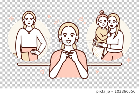 An illustration material of an image that enriches work and life using a short working hours system. 102860350