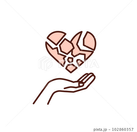 ひび割れたハート。破損。傷ついた心のイラスト素材。 102860357