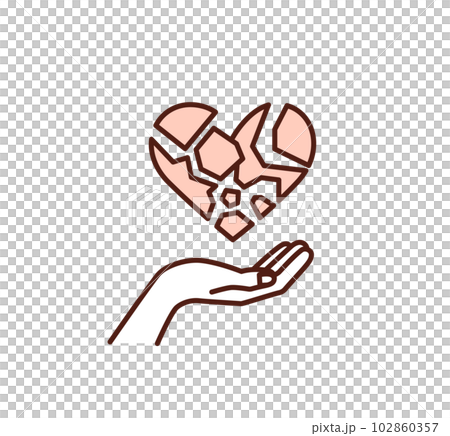 ひび割れたハート。破損。傷ついた心のイラスト素材。 102860357