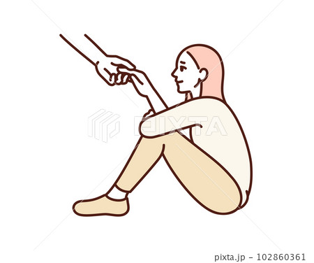 救いの手を取る女性。支援を受ける女性のイラスト素材。 102860361