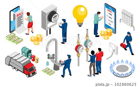 Household Public Utilities Isometric Set 102860625