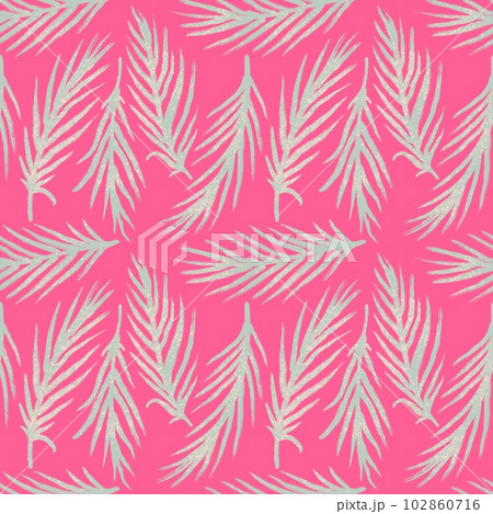 Hand drawn seamless pattern with pink palm...のイラスト素材 [102860716] - PIXTA