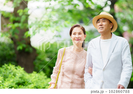 ショッピングをするシニア夫婦 ショッピングをするシニア夫婦 102860788